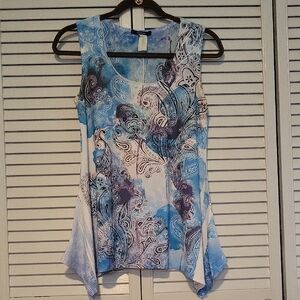 Espresso Blue and White Paisley Tank Top